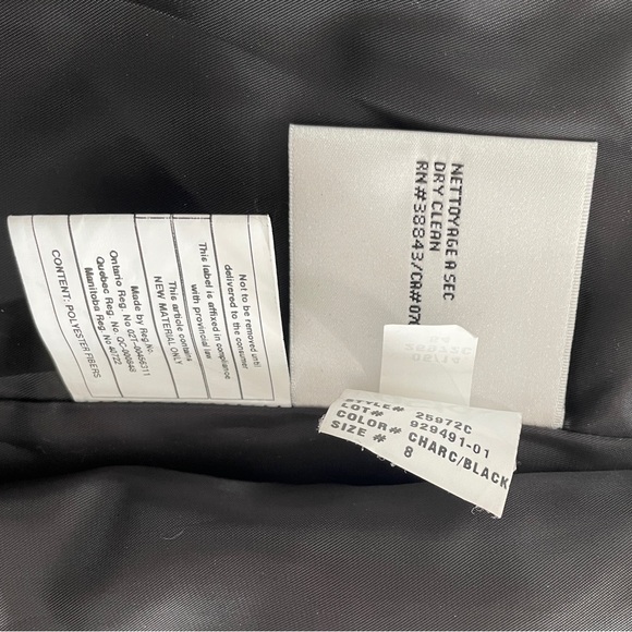 DKNY Charcoal/Black Grid Print Wool Blend Single Button Coat - Sz 8 - Picture 11 of 16